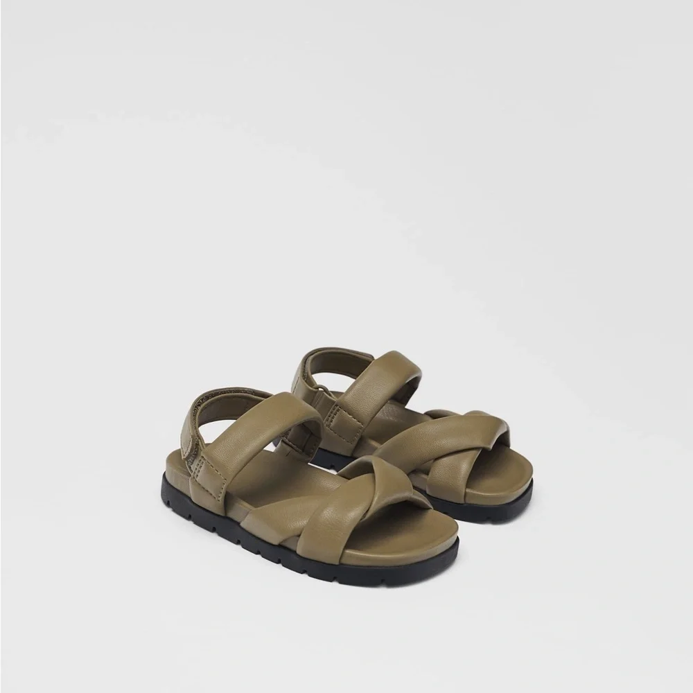 QUILTED SANDALS - LIMITED EDITION Zara Olive green 5.5 baby